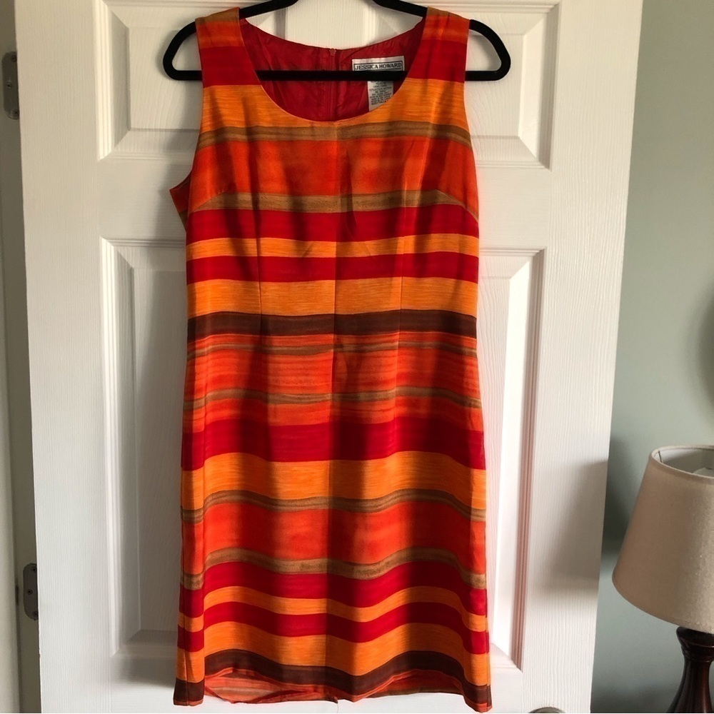 Vintage Jessica Howard sunset striped career dress in size 14